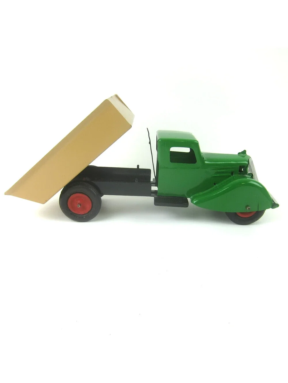 Vintage Wyandotte Pressed Steel Dump Truck 1930s Green & Yellow Art Deco RARE